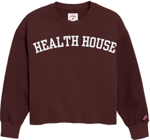 Health House Reverse Fleece Crewneck — Maroon