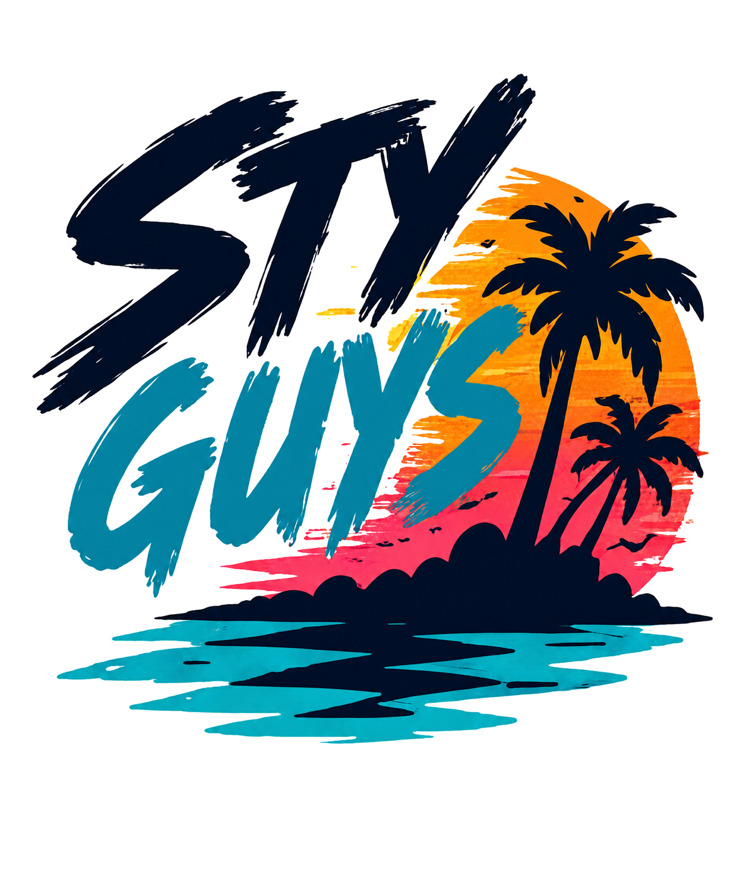 Endless Summer neon sunset palms island graphic — StyGuys Coastal Collection