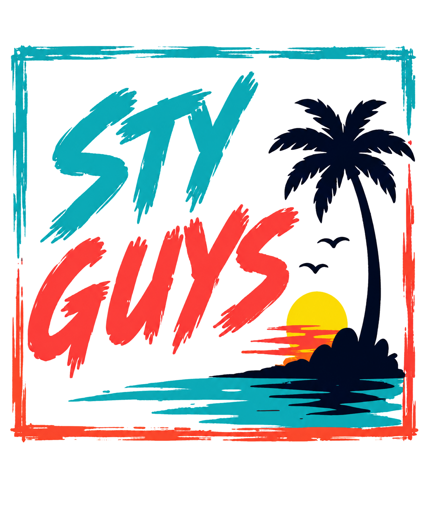 Lone Palm minimal palm frame island graphic — StyGuys Coastal Collection