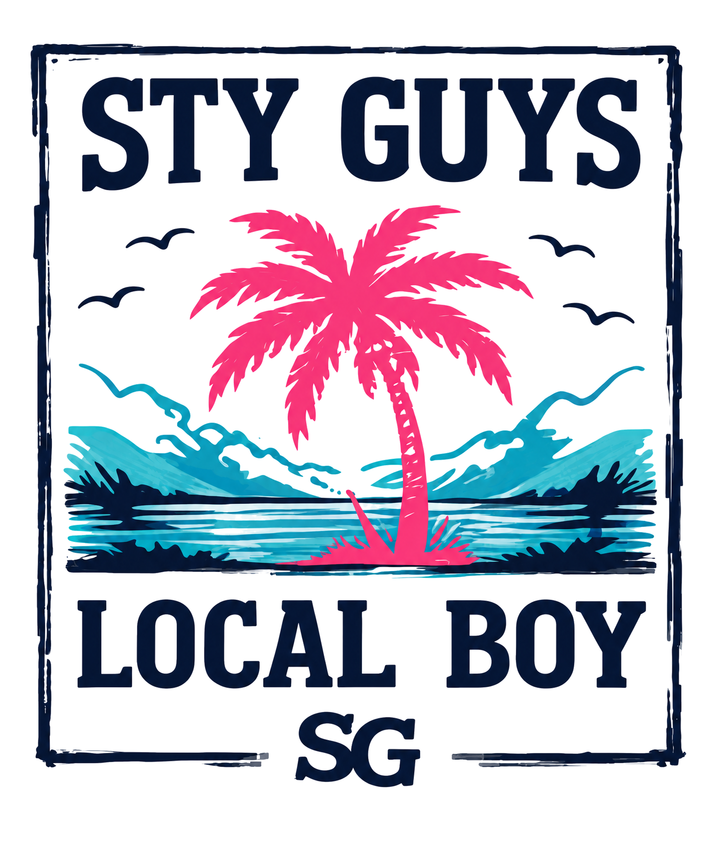 Local Boy framed palms graphic, Neon colorway — StyGuys Coastal Collection