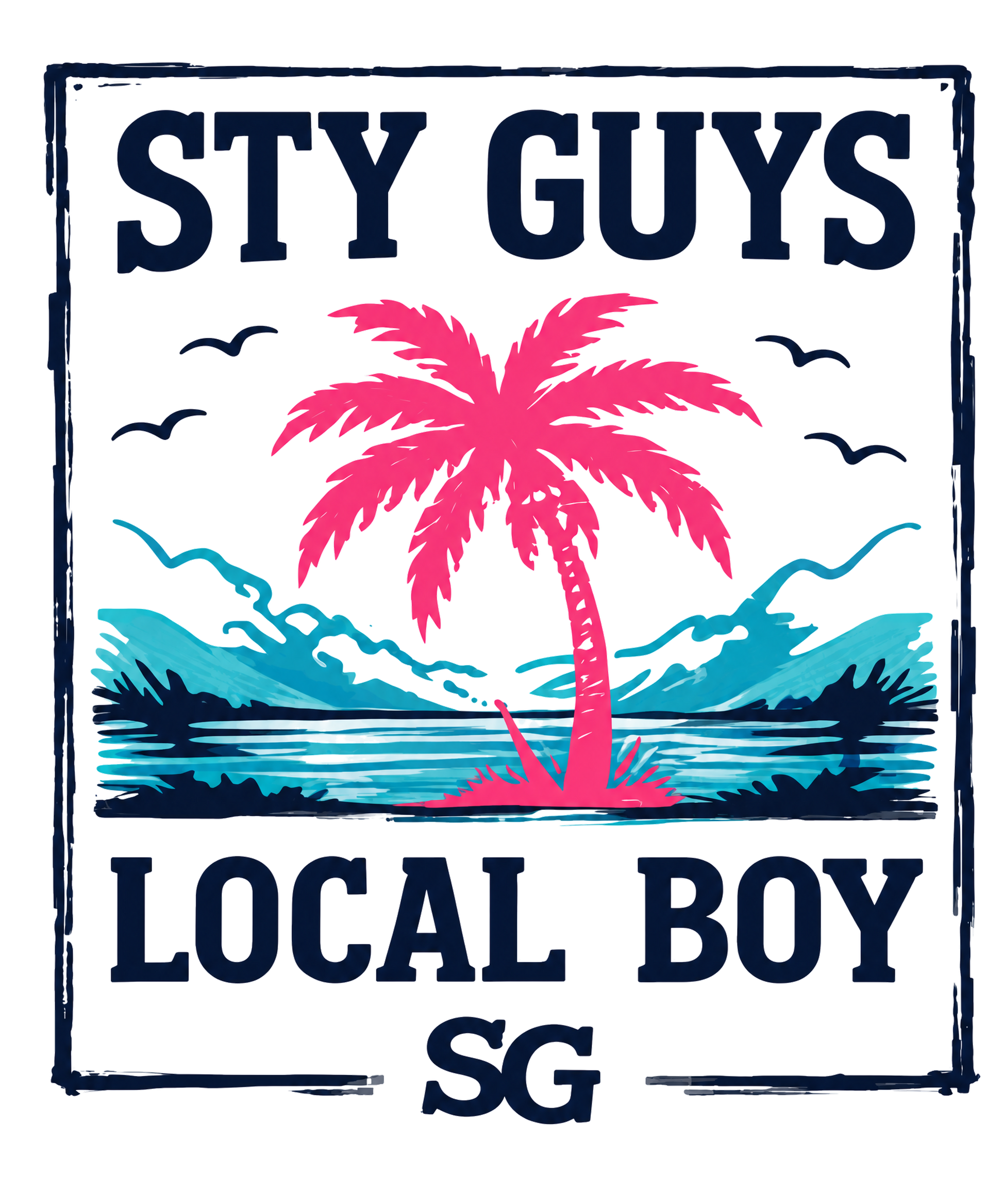 Local Boy framed palms graphic, Neon colorway — StyGuys Coastal Collection