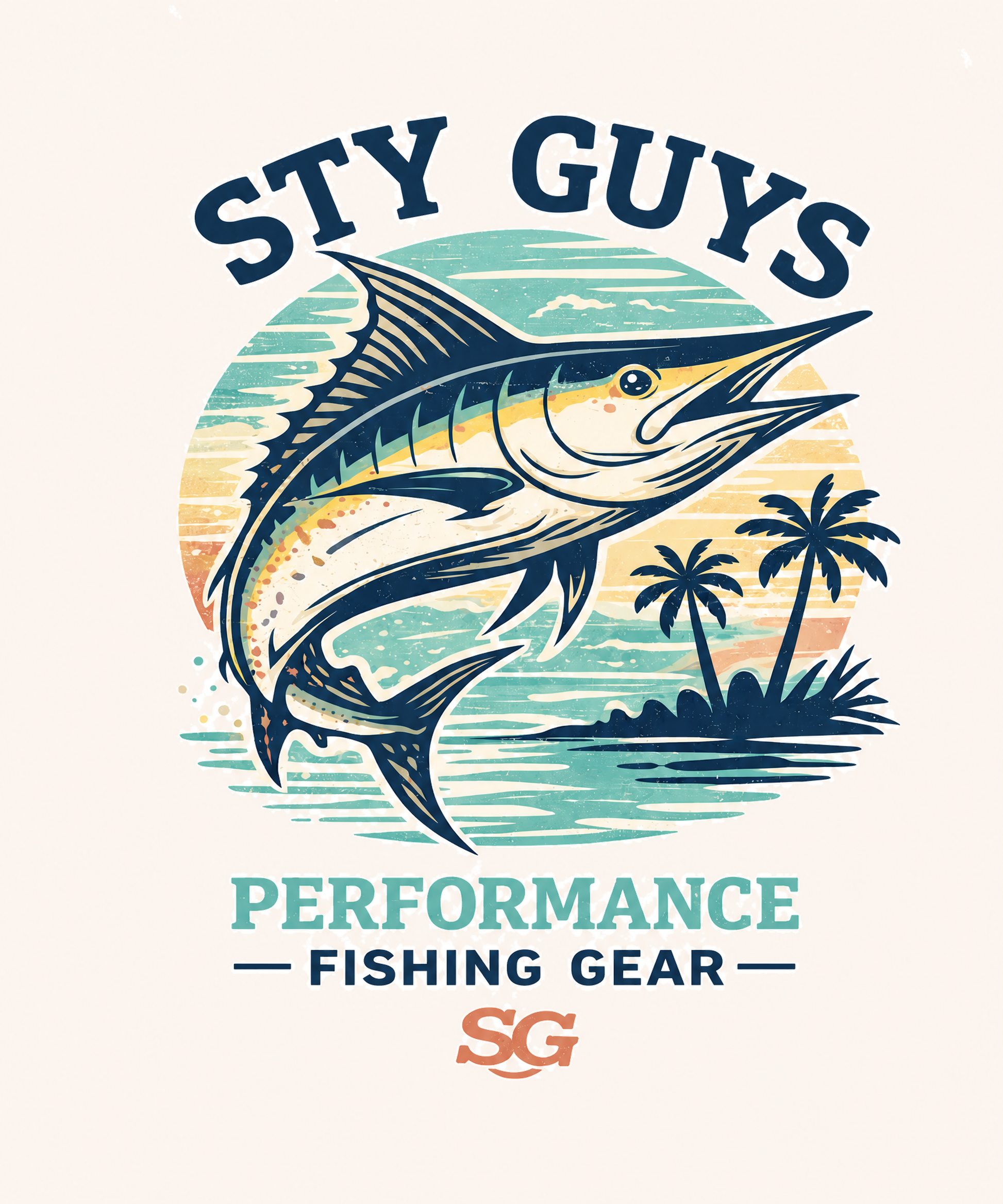 Tight Lines sailfish graphic, Beach colorway — StyGuys Coastal fishing tee