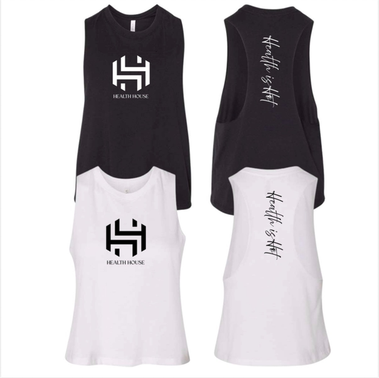 Health House Cropped Racerback Tank