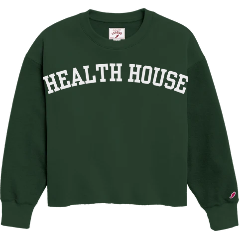 Health House Reverse Fleece Crewneck — Dark Green