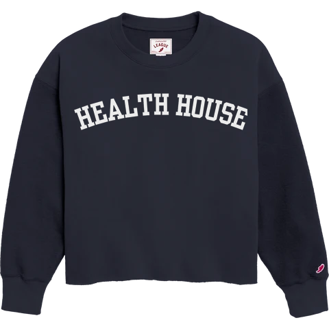 Health House Reverse Fleece Crewneck — Navy