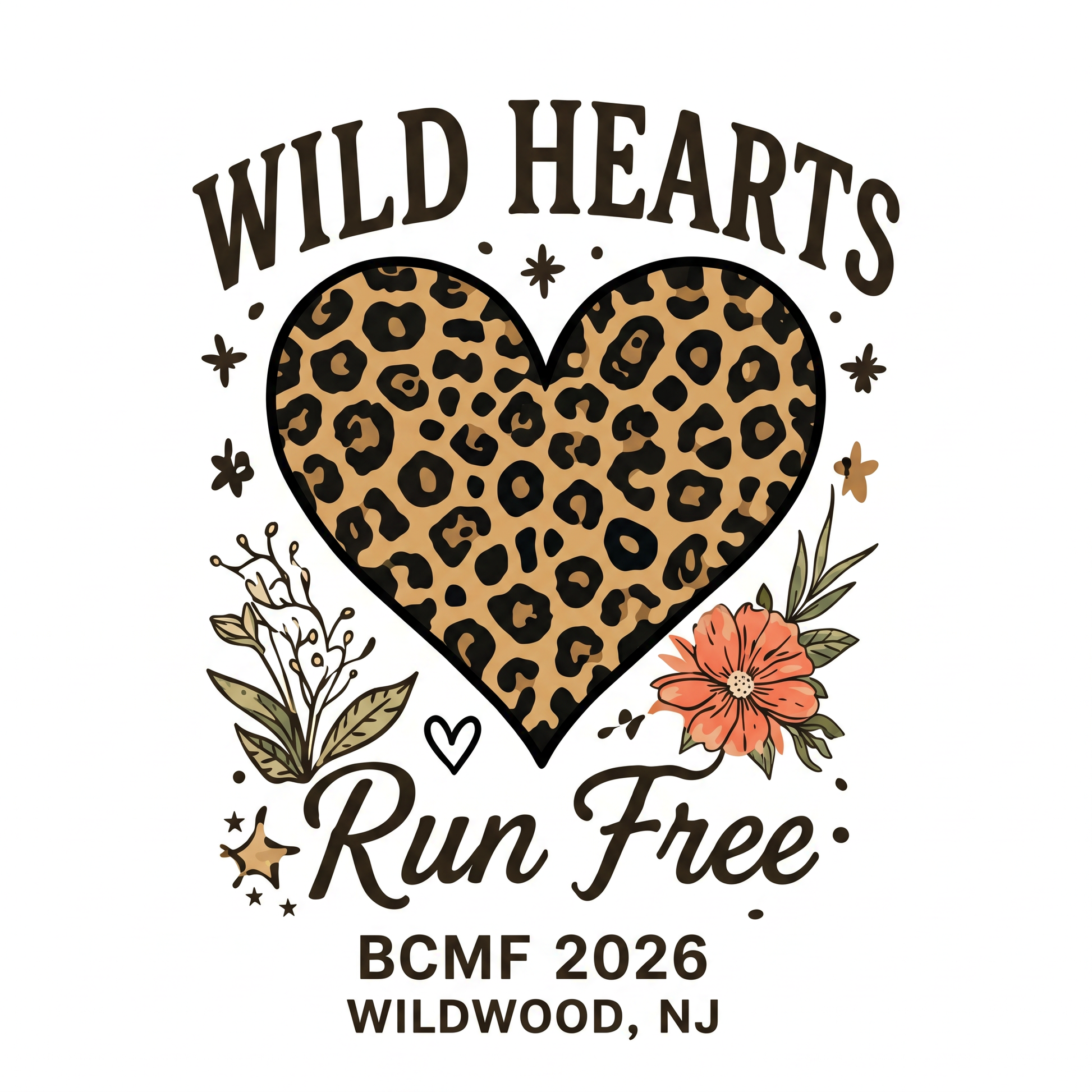 Wild Hearts Run Free BCMF 2026 leopard heart print artwork